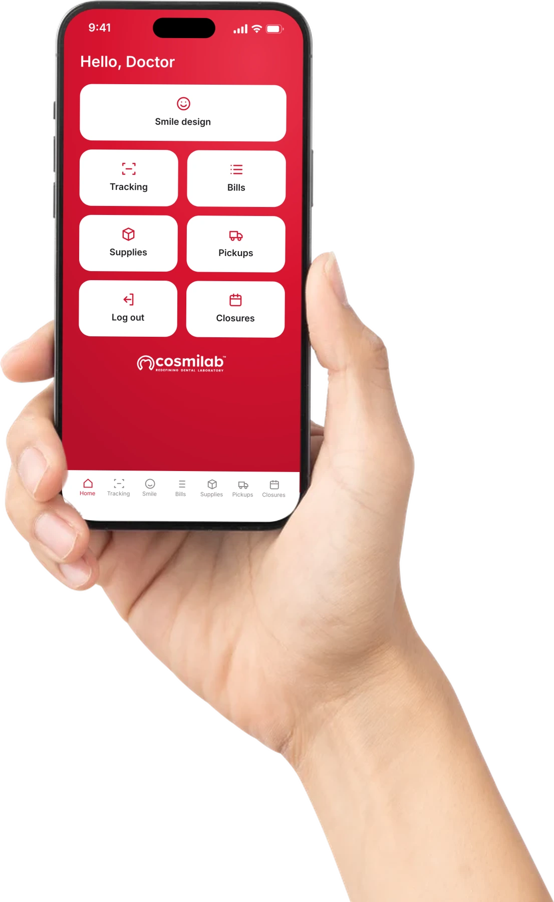The Cosmilab app: order tracking